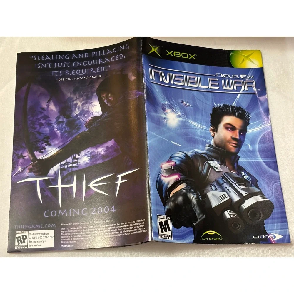 XBOX Deus Ex Invisible‎ War Game Disc Case Manual Included